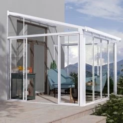 Véranda 300x305cm En Aluminium Blanc Et Polycarbonate 8mm Sanremo - Canopia By Palram -Boutique De Jardin veranda 300x425cm en aluminium blanc et polycarbonate 8mm sanremo palram canopia 3